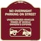 Signmission No Overnight Parking on Street Unauthorized Vehicles Towed at Vehicle Owners Expense, BU-1818-23835 A-DES-BU-1818-23835 - alternate 1